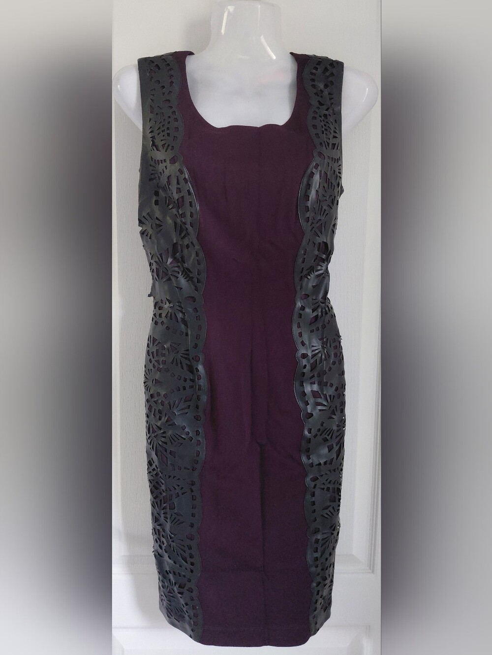 Betsey Johnson Purple Dress with Black Laser-Cut Side Panels